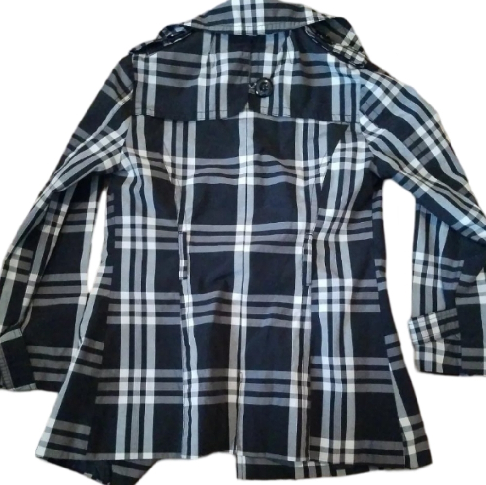 Jou Jou Womens Plaid Black and White Blazier Coat Size L - Picture 3 of 7